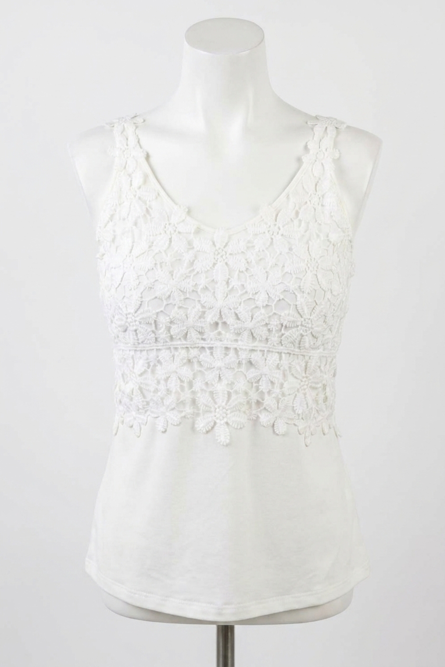 NEW GRACE AND LACE floral lace tank top in snow white
